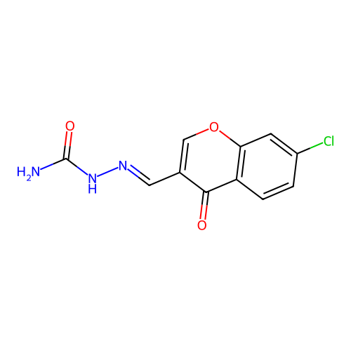 (2E)-2-[(7-chloro-4-oxo-4H-chromen-3-yl)methylidene]hydrazinecarboxamide structure