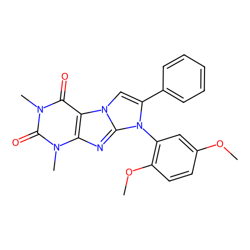 8-(2,5-dimethoxyphenyl)-1,3-dimethyl-7-phenyl-1H-imidazo[2,1-f]purine-2,4(3H,8H)-dione structure