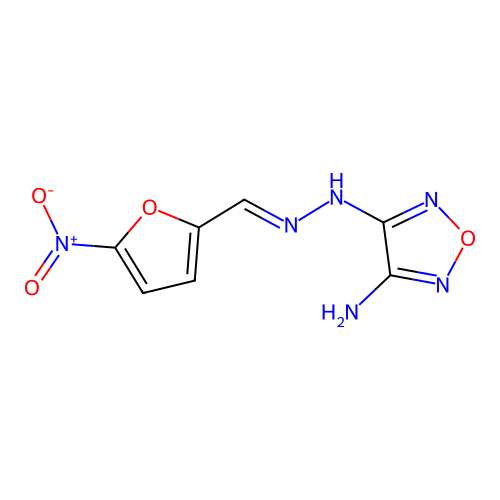 4-{(2E)-2-[(5-nitrofuran-2-yl)methylidene]hydrazinyl}-1,2,5-oxadiazol-3-amine structure