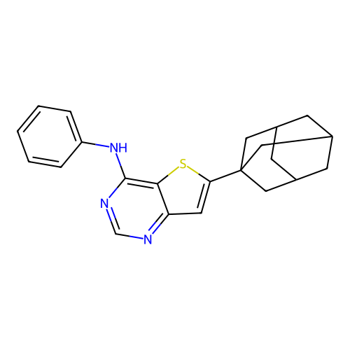 6-((3r,5r,7r)-adamantan-1-yl)-N-phenylthieno[3,2-d]pyrimidin-4-amine structure