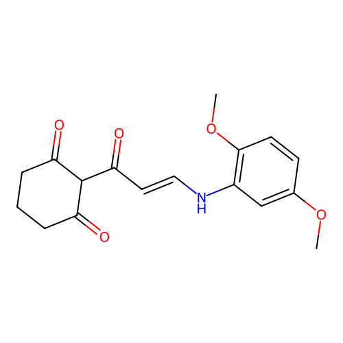 2-(3-((2,5-Dimethoxyphenyl)amino)acryloyl)cyclohexane-1,3-dione structure