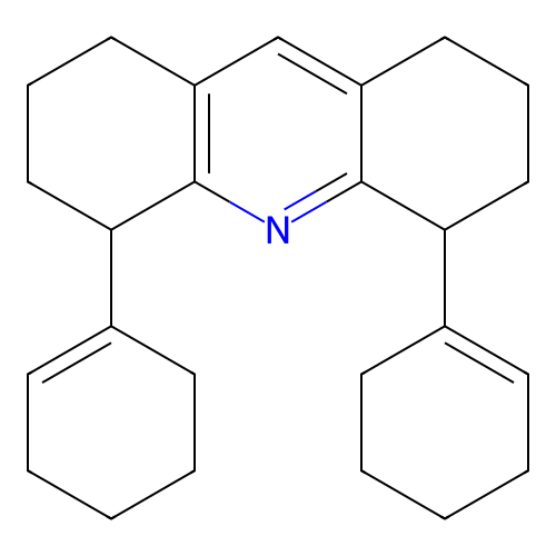 4,5-Di(cyclohex-1-en-1-yl)-1,2,3,4,5,6,7,8-octahydroacridine structure