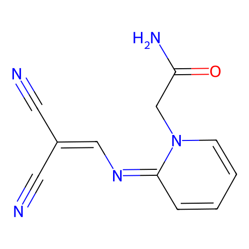 (Z)-2-(2-((2,2-dicyanovinyl)imino)pyridin-1(2H)-yl)acetamide structure