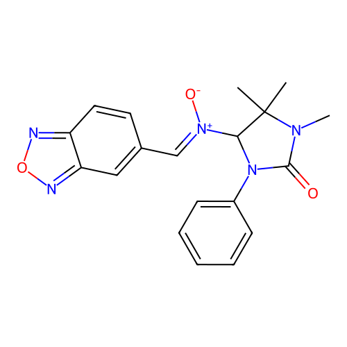 1-(2,1,3-benzoxadiazol-5-yl)-N-(1,5,5-trimethyl-2-oxo-3-phenylimidazolidin-4-yl)methanimine oxide structure