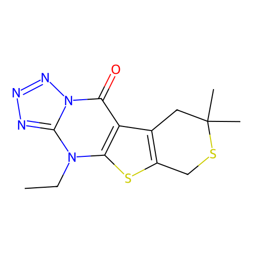 4-ethyl-8,8-dimethyl-4,6,8,9-tetrahydro-10H-tetrazolo[1,5-a]thiopyrano[4',3':4,5]thieno[2,3-d]pyrimidin-10-one structure