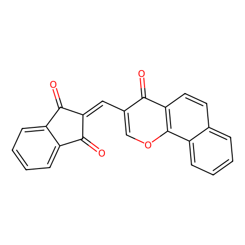 2-((4-oxo-4H-benzo[h]chromen-3-yl)methylene)-1H-indene-1,3(2H)-dione structure