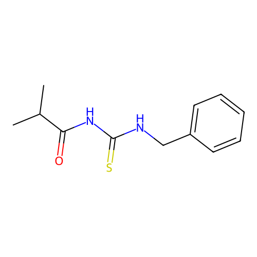 N-(benzylcarbamothioyl)-2-methylpropanamide structure
