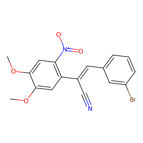 (2Z)-3-(3-bromophenyl)-2-(4,5-dimethoxy-2-nitrophenyl)prop-2-enenitrile structure