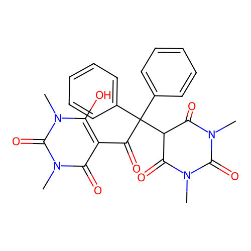 5-(2-(6-hydroxy-1,3-dimethyl-2,4-dioxo-1,2,3,4-tetrahydropyrimidin-5-yl)-2-oxo-1,1-diphenylethyl)-1,3-dimethylpyrimidine-2,4,6(1H,3H,5H)-trione structure