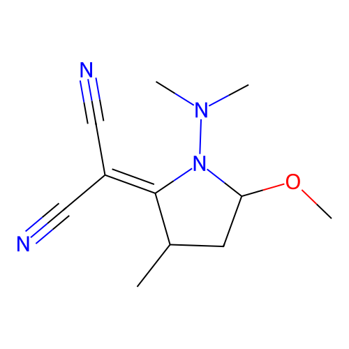 2-(1-(Dimethylamino)-5-methoxy-3-methylpyrrolidin-2-ylidene)malononitrile structure