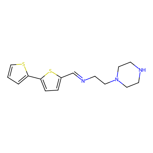 N-([2,2'-bithiophen]-5-ylmethylene)-2-(piperazin-1-yl)ethanamine structure