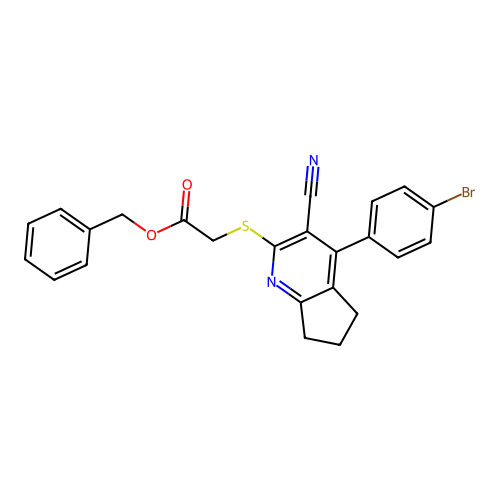 2-benzyloxycarbonylmethylsulfanyl-4-(4-bromophenyl)-6,7-dihydro-5h-[1]pyrindine-3-carbonitrile structure