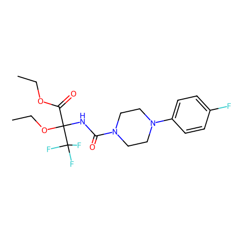 ethyl 2-ethoxy-3,3,3-trifluoro-N-{[4-(4-fluorophenyl)piperazin-1-yl]carbonyl}alaninate structure