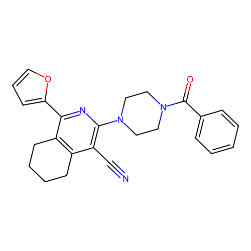 3-(4-benzoylpiperazin-1-yl)-1-(furan-2-yl)-5,6,7,8-tetrahydroisoquinoline-4-carbonitrile structure