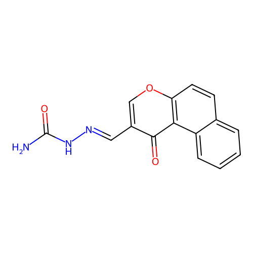 (E)-2-((1-oxo-1H-benzo[f]chromen-2-yl)methylene)hydrazinecarboxamide structure