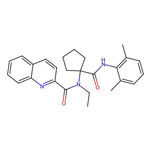 N-(1-((2,6-dimethylphenyl)carbamoyl)cyclopentyl)-N-ethylquinoline-2-carboxamide structure