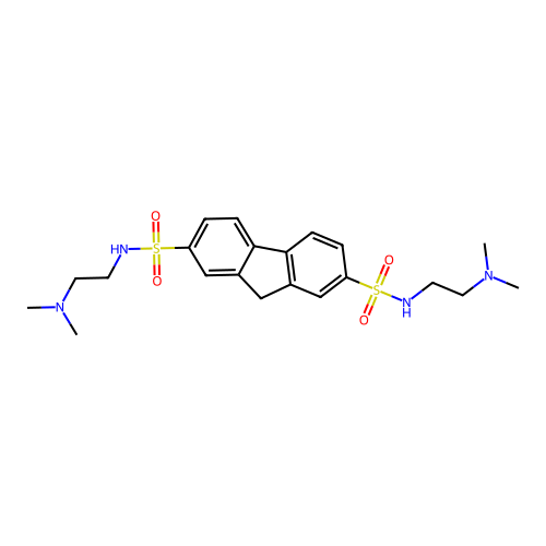 N2,N7-bis(2-(dimethylamino)ethyl)-9H-fluorene-2,7-disulfonamide structure