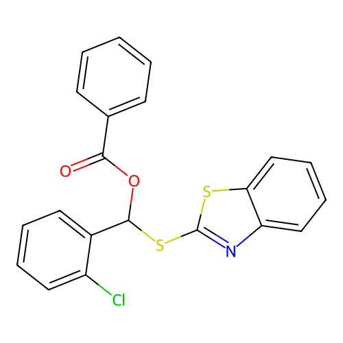(Benzo[d]thiazol-2-ylthio)(2-chlorophenyl)methyl benzoate structure