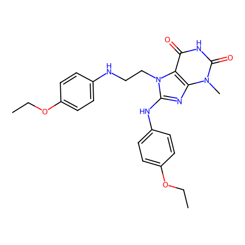 8-((4-ethoxyphenyl)amino)-7-(2-((4-ethoxyphenyl)amino)ethyl)-3-methyl-1H-purine-2,6(3H,7H)-dione structure