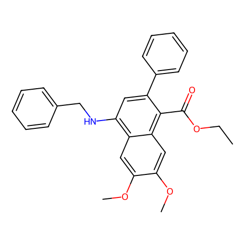 Ethyl 4-(benzylamino)-6,7-dimethoxy-2-phenylnaphthalene-1-carboxylate structure