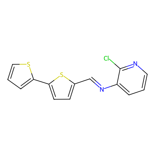 (E)-N-([2,2'-bithiophen]-5-ylmethylene)-2-chloropyridin-3-amine structure