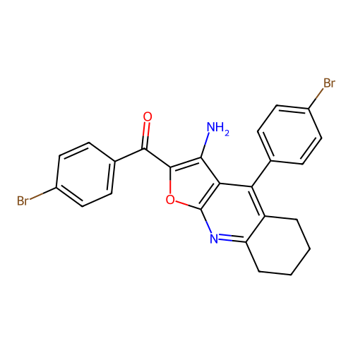 (3-amino-4-(4-bromophenyl)-5,6,7,8-tetrahydrofuro[2,3-b]quinolin-2-yl)(4-bromophenyl)methanone structure