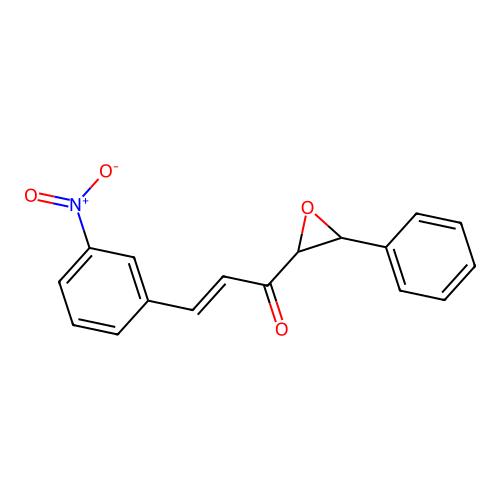 (E)-3-(3-nitrophenyl)-1-(3-phenyloxiran-2-yl)prop-2-en-1-one structure