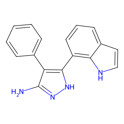 5-(1H-indol-7-yl)-4-phenyl-1H-pyrazol-3-amine structure