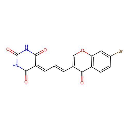 (E)-5-(3-(7-bromo-4-oxo-4H-chromen-3-yl)allylidene)pyrimidine-2,4,6(1H,3H,5H)-trione structure