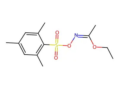 Ethyl N-[[(2,4,6-trimethylphenyl)sulfonyl]oxy]ethanimidate structure