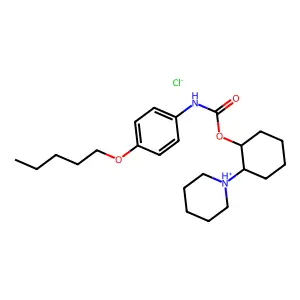Carbanilic acid, p-pentyloxy-, 2-piperidinocyclohexyl ester, hydrochloride, (E)- structure