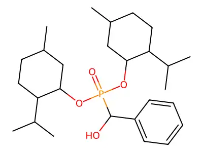 Bis[5-methyl-2-(propan-2-yl)cyclohexyl] [hydroxy(phenyl)methyl]phosphonate structure