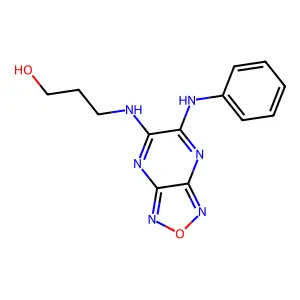 3-[(5-Anilino-[1,2,5]oxadiazolo[3,4-b]pyrazin-6-yl)amino]propan-1-ol structure