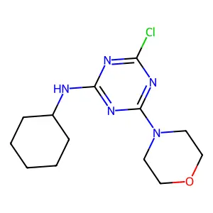 4-chloro-N-cyclohexyl-6-morpholin-4-yl-1,3,5-triazin-2-amine structure