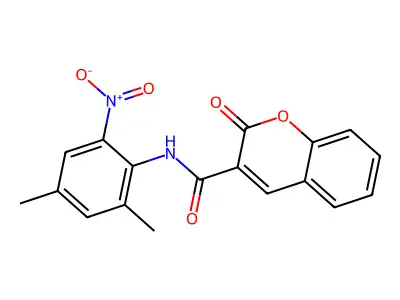 N-(2,4-dimethyl-6-nitrophenyl)-2-oxo-2H-chromene-3-carboxamide structure