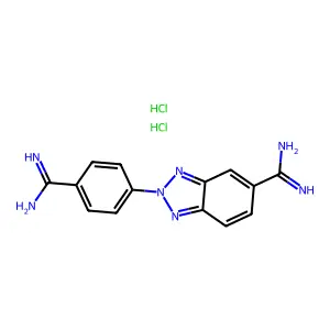 2H-Benzotriazole-5-carboximidamide, 2-(4-(aminoiminomethyl)phenyl)-, dihydrochloride structure