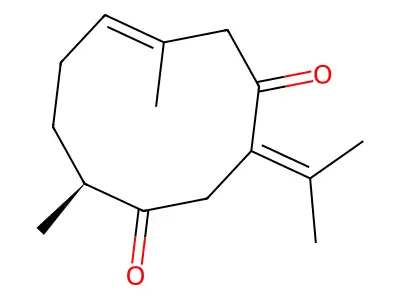 (10S)-6,10-dimethyl-3-propan-2-ylidenecyclodec-6-ene-1,4-dione structure