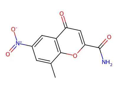 4H-1-Benzopyran-2-carboxamide, 8-methyl-6-nitro-4-oxo- structure