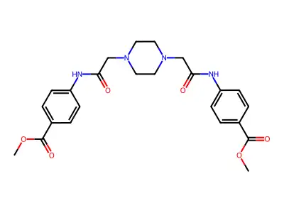 methyl 4-[[2-[4-[2-(4-methoxycarbonylanilino)-2-oxoethyl]piperazin-1-yl]acetyl]amino]benzoate structure