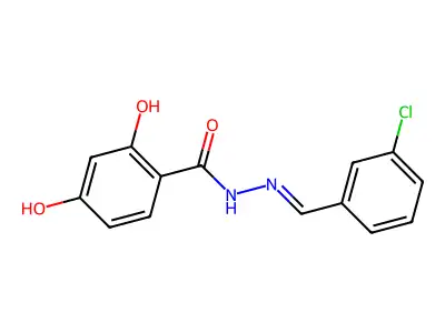 N-[(3-chlorophenyl)methylideneamino]-2,4-dihydroxybenzamide structure