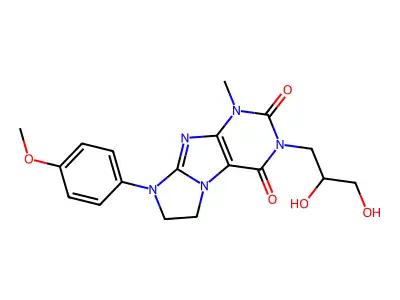2-(2,3-dihydroxypropyl)-6-(4-methoxyphenyl)-4-methyl-7,8-dihydropurino[7,8-a]imidazole-1,3-dione structure