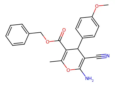 benzyl 6-amino-5-cyano-4-(4-methoxyphenyl)-2-methyl-4H-pyran-3-carboxylate structure