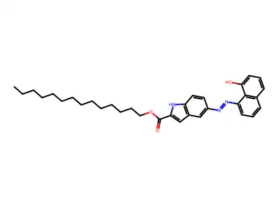 tetradecyl 5-[(8-hydroxynaphthalen-1-yl)diazenyl]-1H-indole-2-carboxylate structure
