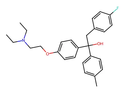Ethanol, 1-(p-(2-(diethylamino)ethoxy)phenyl)-2-(p-fluorophenyl)-1-p-tolyl- structure
