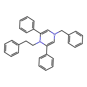 4-Benzyl-2,6-diphenyl-1-(2-phenylethyl)-1,4-dihydropyrazine structure