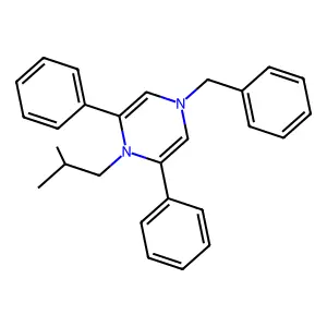 4-Benzyl-1-(2-methylpropyl)-2,6-diphenyl-1,4-dihydropyrazine structure