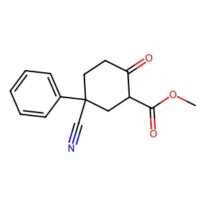 Methyl 5-cyano-2-oxo-5-phenylcyclohexanecarboxylate structure