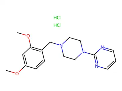 Pyrimidine, 2-(4-(2,4-dimethoxybenzyl)-1-piperazinyl)-, dihydrochloride structure