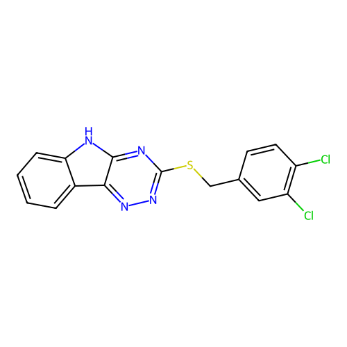 3-[(3,4-dichlorophenyl)methylsulfanyl]-5H-[1,2,4]triazino[5,6-b]indole structure
