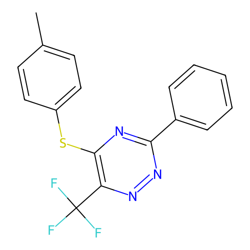 4-Methylphenyl 3-phenyl-6-(trifluoromethyl)-1,2,4-triazin-5-yl sulfide structure